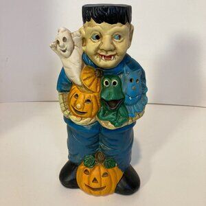 Vintage 90s Frankenstein Halloween Figurine Candle Light Ceramic Decoration